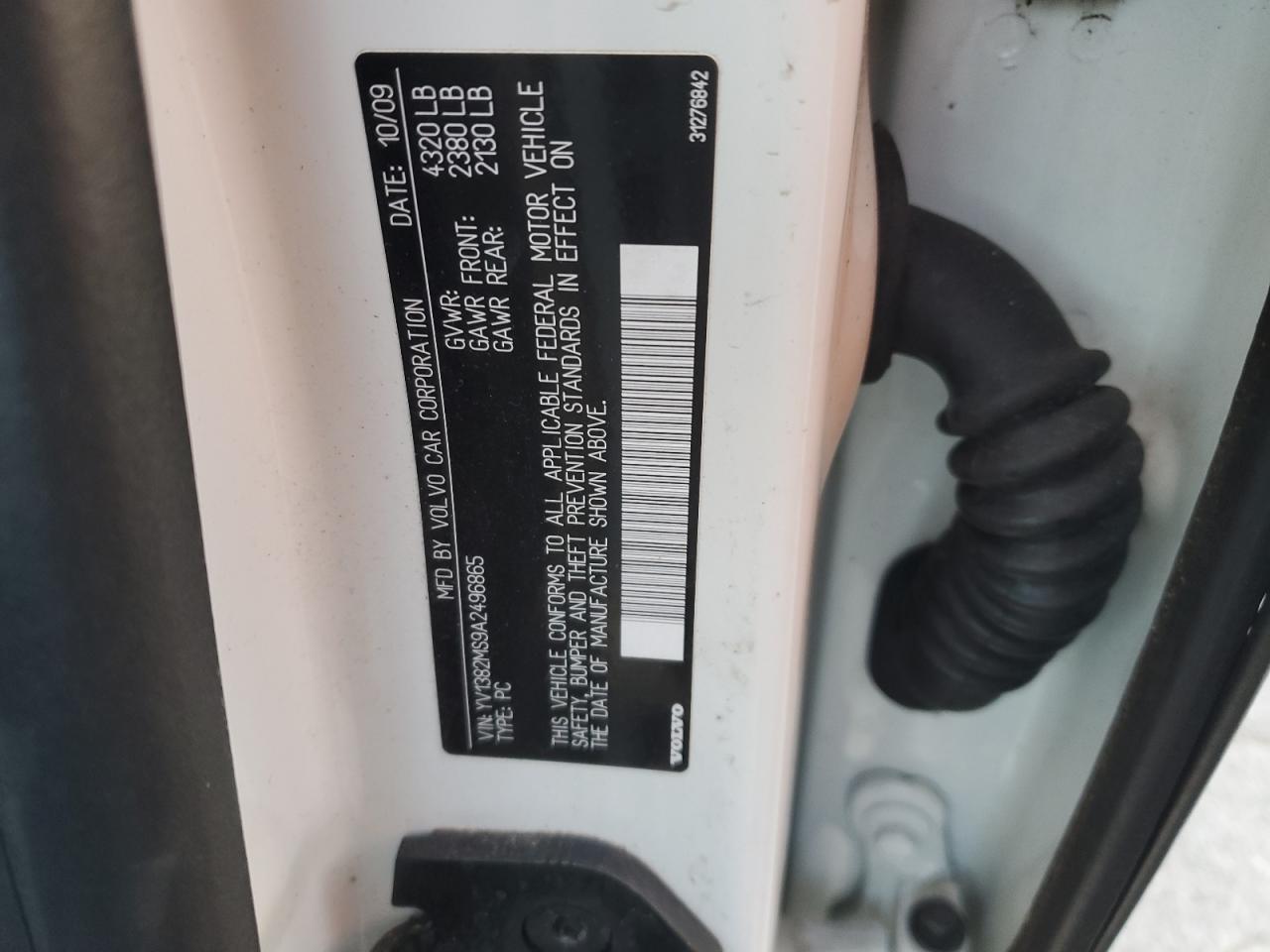 2010 Volvo S40 2.4I VIN: YV1382MS9A2496865 Lot: 93044385