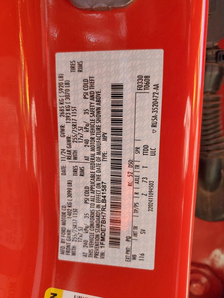 2024 Ford Bronco Big Bend VIN: 1FMDE7BH7RLB41587 Lot: 91420605