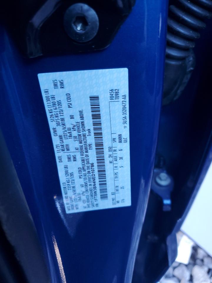 2022 Ford F350 Super Duty VIN: 1FT8W3BN4NED10786 Lot: 89665225