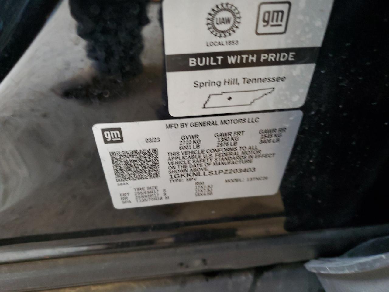 2023 GMC Acadia At4 VIN: 1GKKNLLS1PZ203403 Lot: 93458755