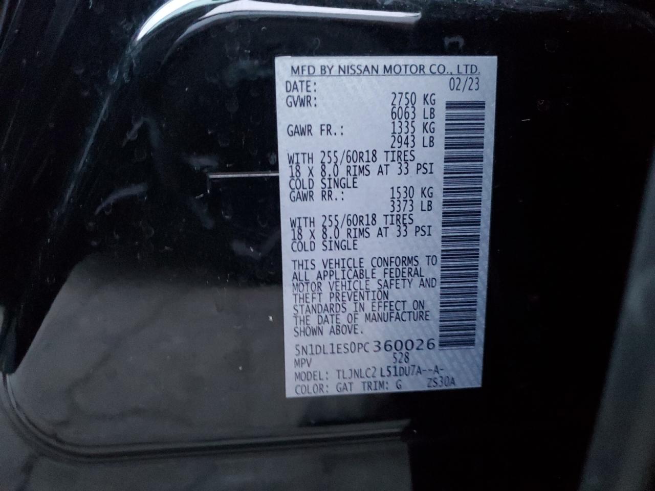 2023 Infiniti Qx60 Pure VIN: 5N1DL1ES0PC360026 Lot: 92400825