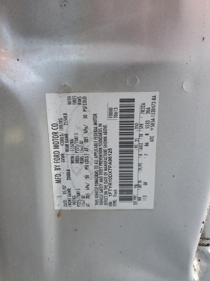 2007 Ford Ranger VIN: 1FTYR10DX7PA96125 Lot: 91726205