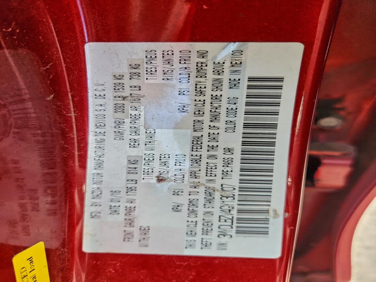 2016 Toyota Scion Ia VIN: 3MYDLBZV4GY130707 Lot: 93965695