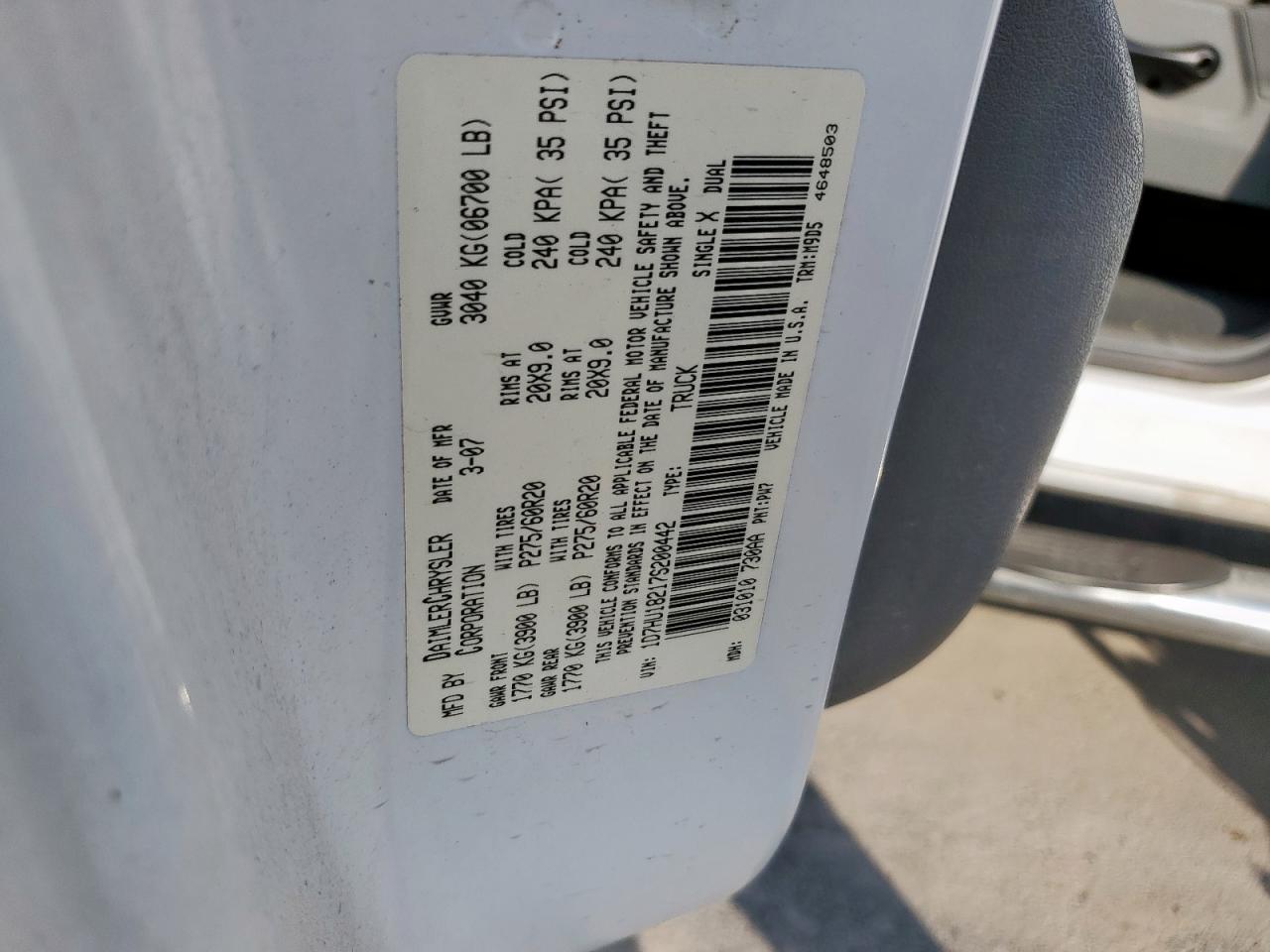 2007 Dodge Ram 1500 St VIN: 1D7HU18217S200442 Lot: 93355835