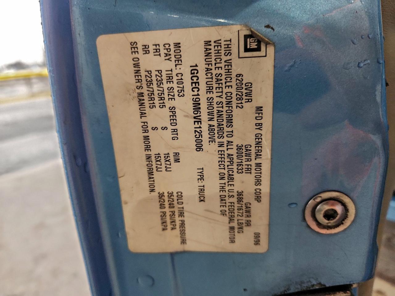 1997 Chevrolet Gmt-400 C1500 VIN: 1GCEC19M6VE125006 Lot: 94305745