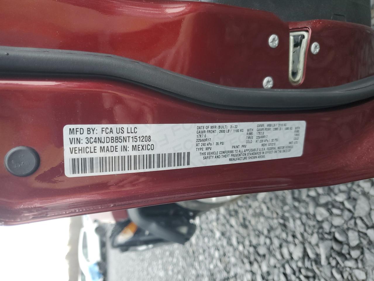 2022 Jeep Compass Latitude VIN: 3C4NJDBB5NT151208 Lot: 90059785