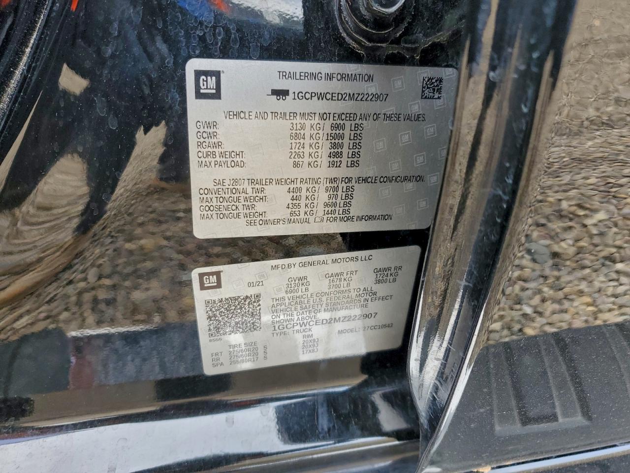 2021 Chevrolet Silverado C1500 Lt VIN: 1GCPWCED2MZ222907 Lot: 94395415