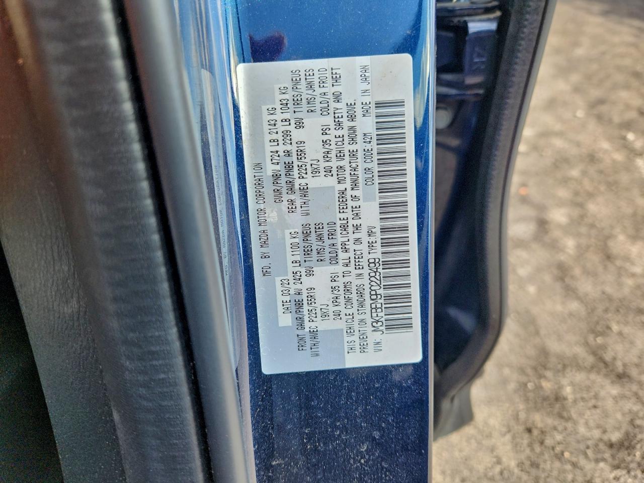 2023 Mazda Cx-5 Premium Plus VIN: JM3KFBEM9P0229499 Lot: 93858945