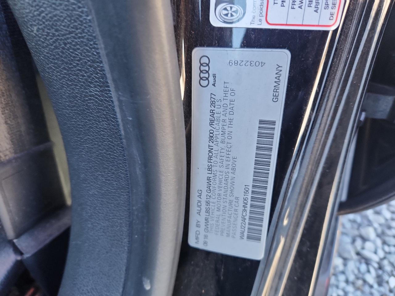 2017 Audi A7 Prestige VIN: WAU22AFC3HN051501 Lot: 92269345