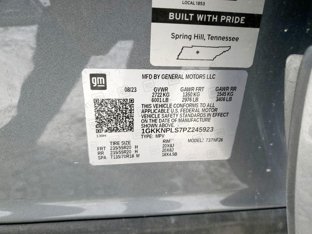 2023 GMC Acadia Denali VIN: 1GKKNPLS7PZ245923 Lot: 91941725