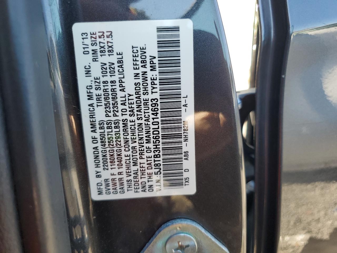 2013 Acura Rdx Technology VIN: 5J8TB3H56DL014693 Lot: 91118145