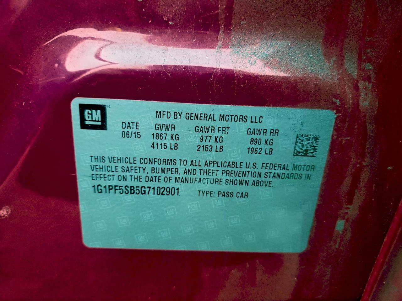 2016 Chevrolet Cruze Limited Lt VIN: 1G1PF5SB5G7102901 Lot: 93462995