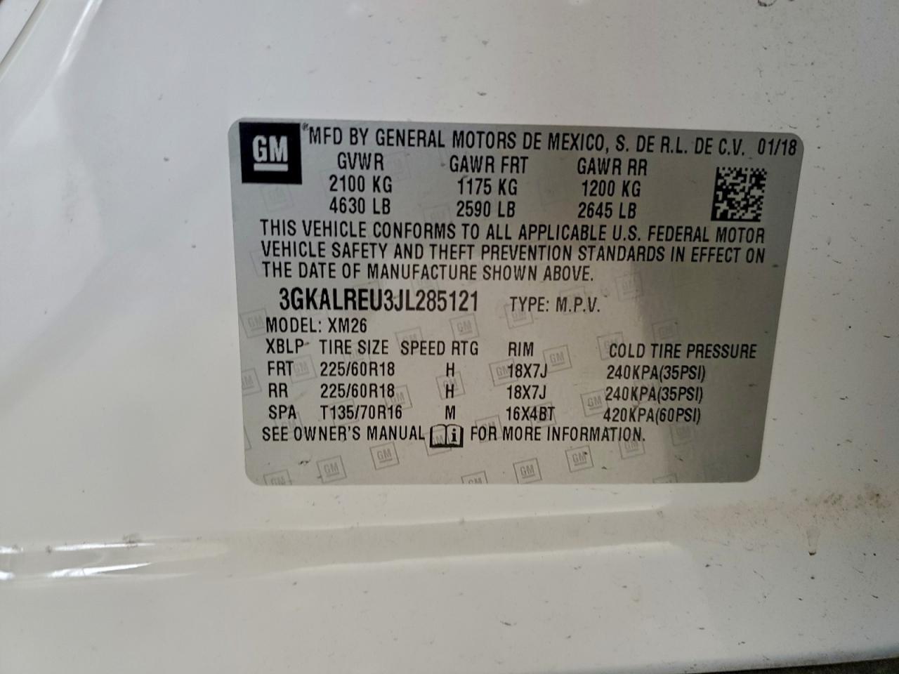 2018 GMC Terrain Slt VIN: 3GKALREU3JL285121 Lot: 93663245