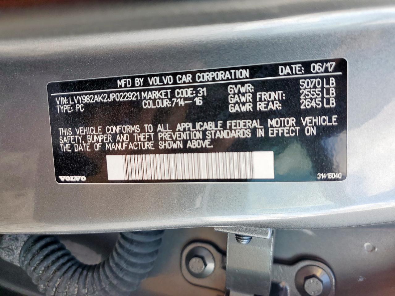 2018 Volvo S90 T5 Momentum VIN: LVY982AK2JP022921 Lot: 92274485