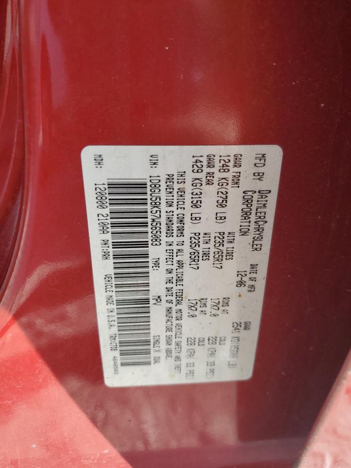 2007 Dodge Nitro Slt VIN: 1D8GU58K57W565083 Lot: 92412355