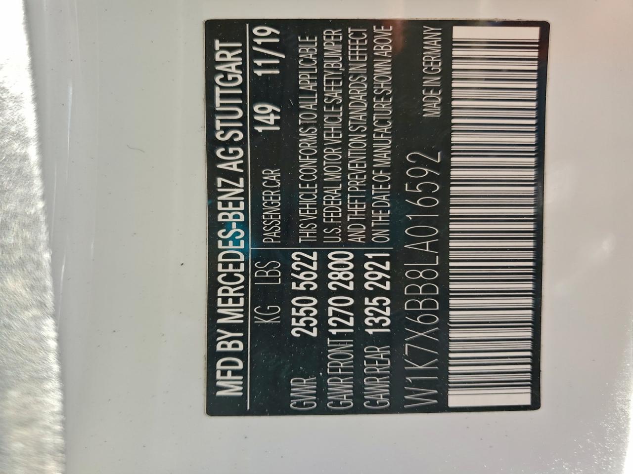 2020 Mercedes-Benz Amg Gt 53 VIN: W1K7X6BB8LA016592 Lot: 85440615