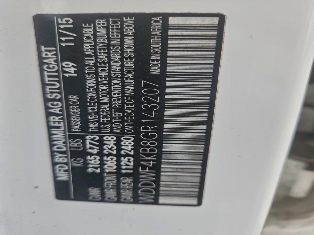 2016 Mercedes-Benz C 300 4Matic VIN: WDDWF4KB8GR143207 Lot: 93838205