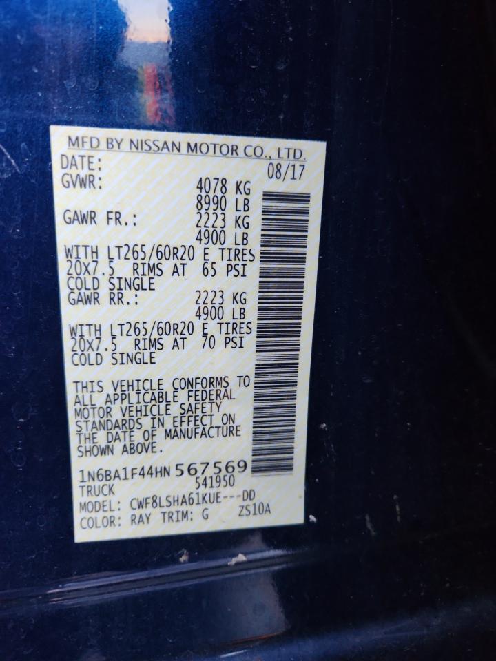 2017 Nissan Titan Xd Sl VIN: 1N6BA1F44HN567569 Lot: 91204475