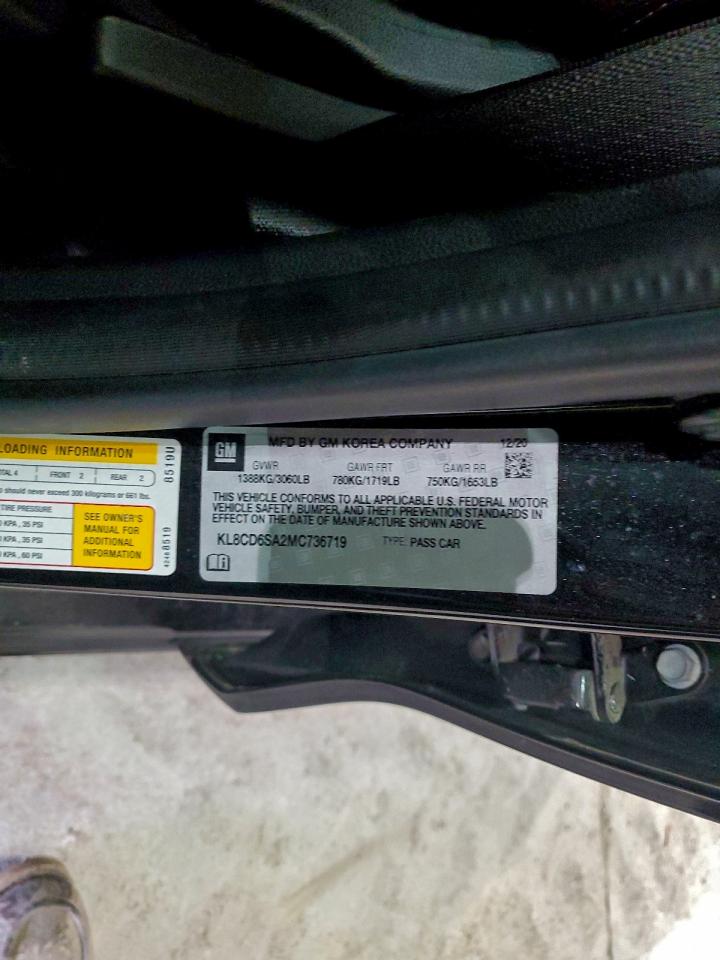 2021 Chevrolet Spark 1Lt VIN: KL8CD6SA2MC736719 Lot: 92018995