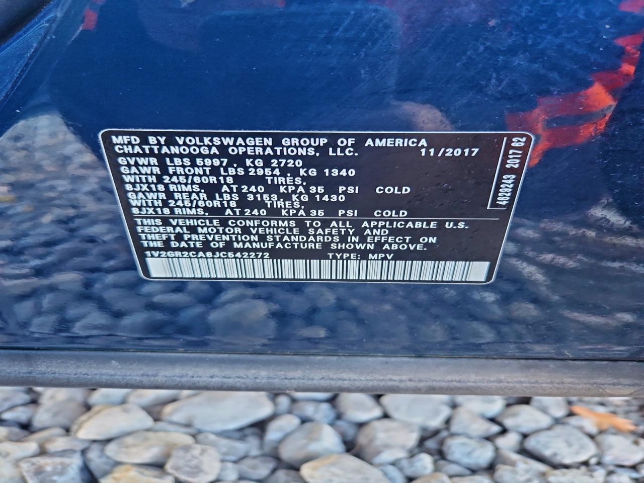 2018 Volkswagen Atlas S VIN: 1V2GR2CA8JC542272 Lot: 92595225