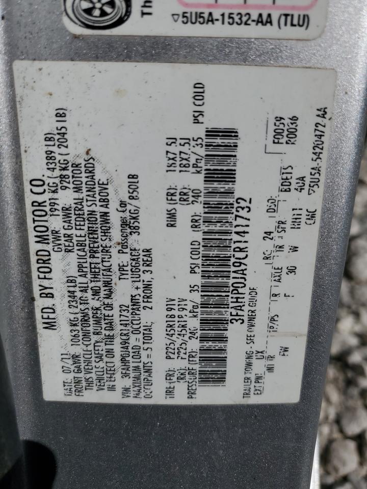 2012 Ford Fusion Sel VIN: 3FAHP0JA9CR141732 Lot: 93183925