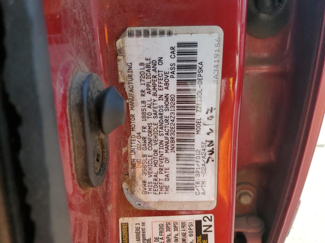 2004 Toyota Corolla Ce VIN: 1NXBR32E24Z313280 Lot: 91913895