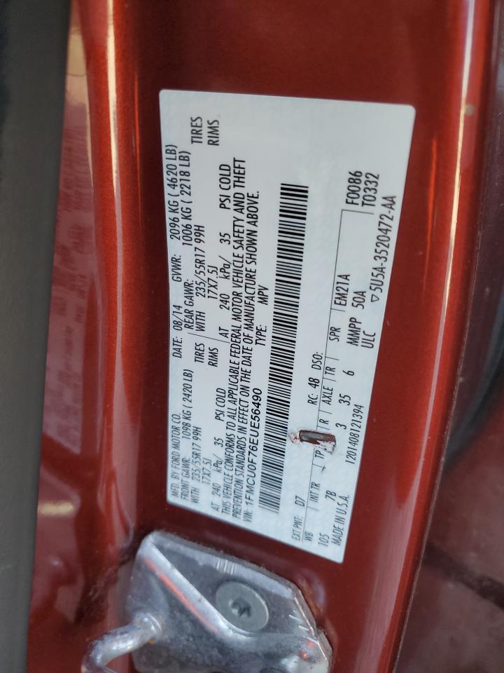 2014 Ford Escape S VIN: 1FMCU0F76EUE56490 Lot: 92055385