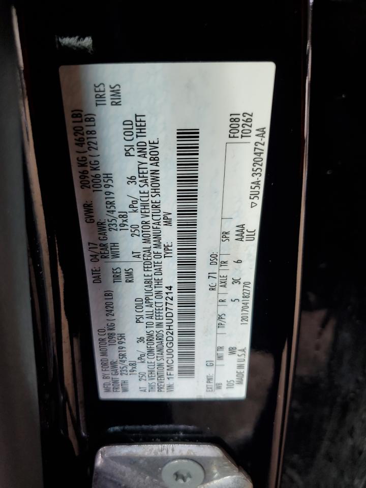 2017 Ford Escape Se VIN: 1FMCU0GD2HUD77214 Lot: 93675875