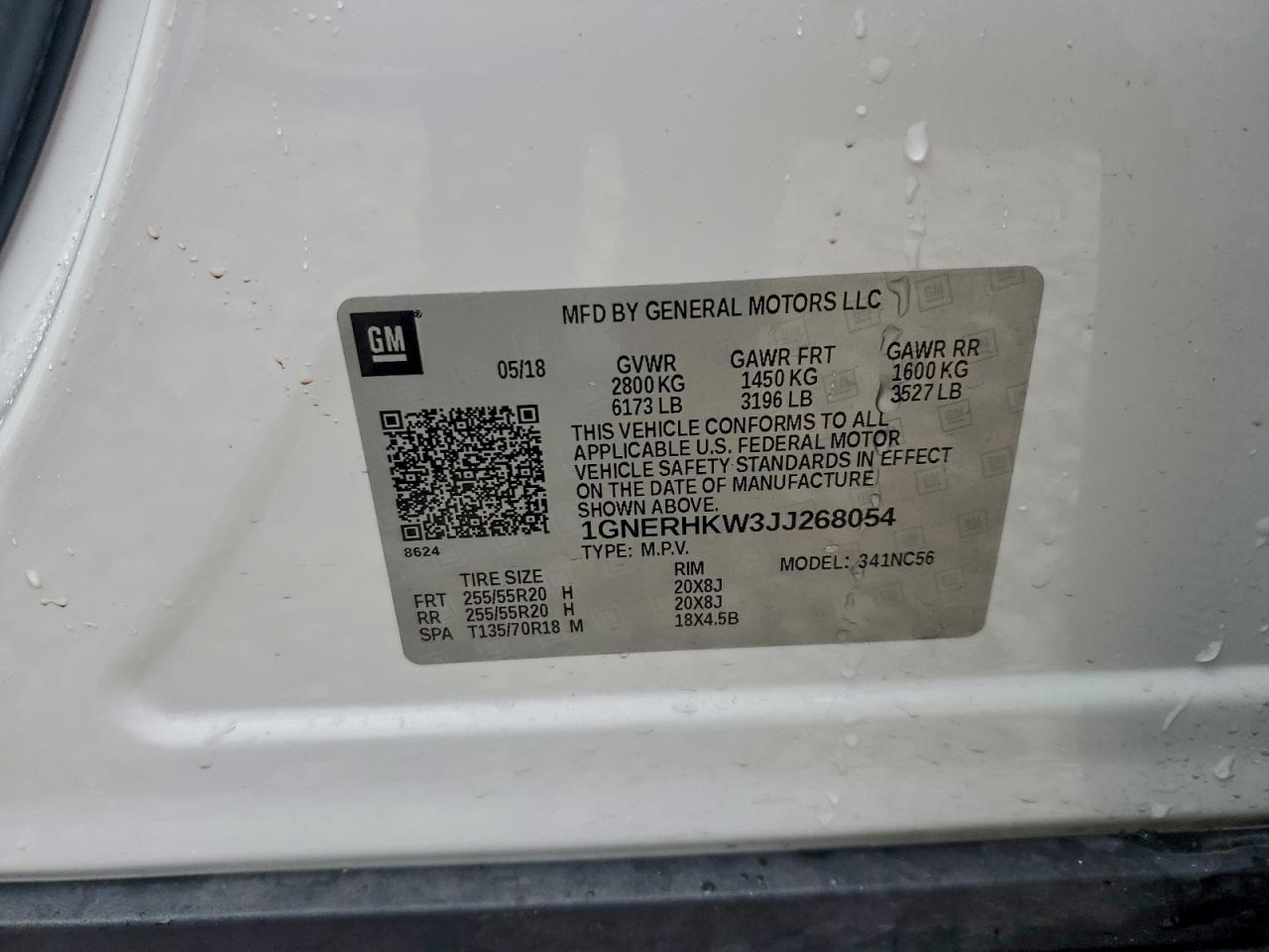 2018 Chevrolet Traverse Lt VIN: 1GNERHKW3JJ268054 Lot: 93111425