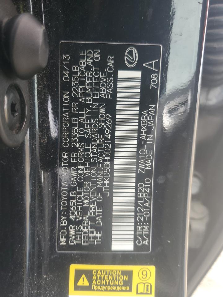 2013 Lexus Ct 200 VIN: JTHKD5BH0D2149269 Lot: 93007715