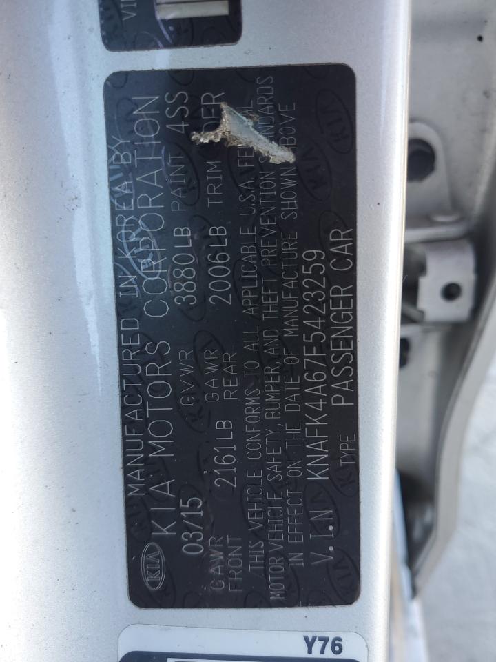 2015 Kia Forte Lx VIN: KNAFK4A67F5423259 Lot: 91270545