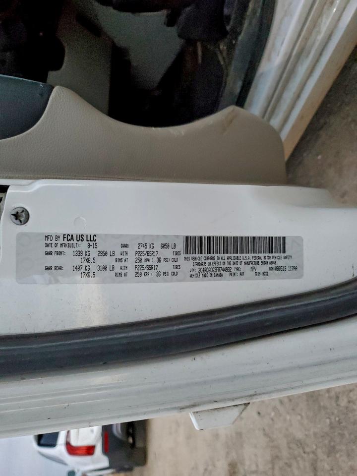 2015 Dodge Grand Caravan Sxt VIN: 2C4RDGCG3FR744932 Lot: 94108415