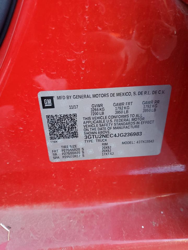 2018 GMC Sierra K1500 Slt VIN: 3GTU2NEC4JG236983 Lot: 92181205