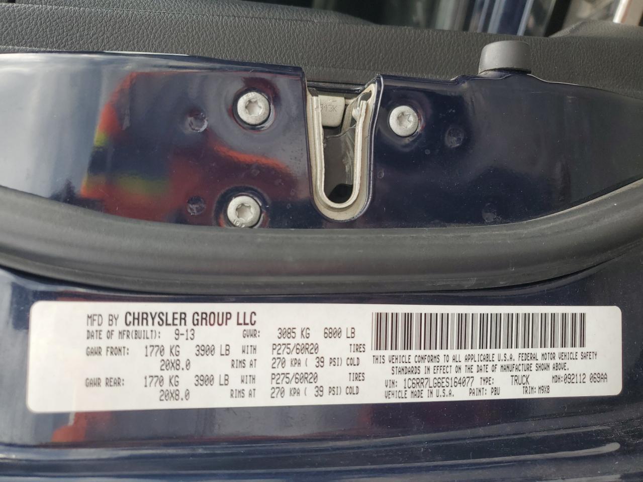 2014 Ram 1500 Slt VIN: 1C6RR7LG6ES164077 Lot: 91945525