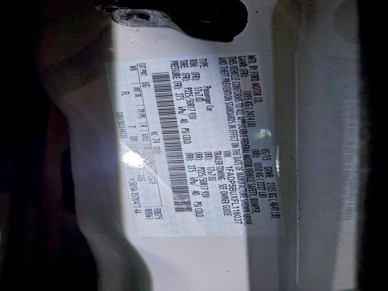 2015 Ford C-Max Sel VIN: 1FADP5BUXFL116037 Lot: 94396315