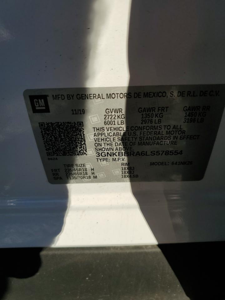 2020 Chevrolet Blazer 1Lt VIN: 3GNKBBRA6LS578554 Lot: 91654615