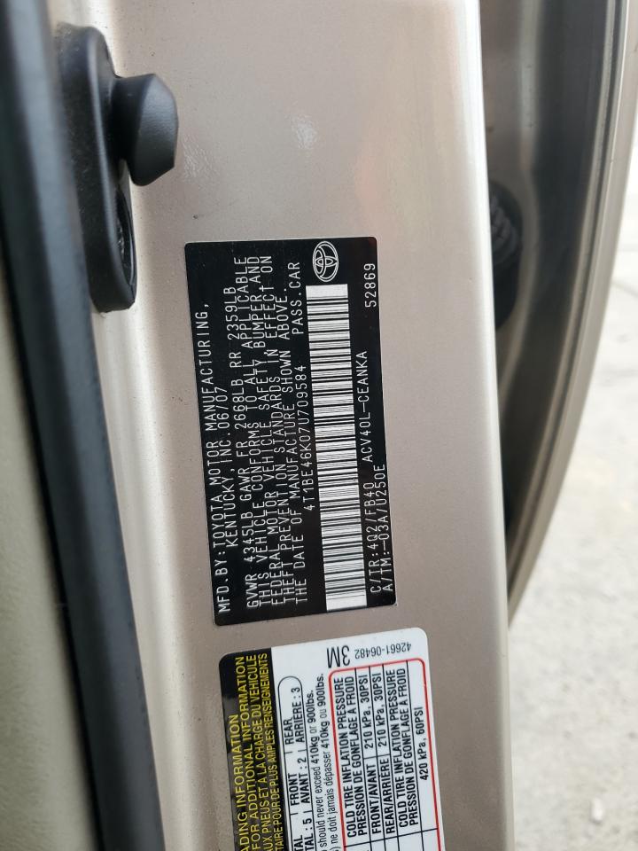 2007 Toyota Camry Ce VIN: 4T1BE46K07U709584 Lot: 92307065