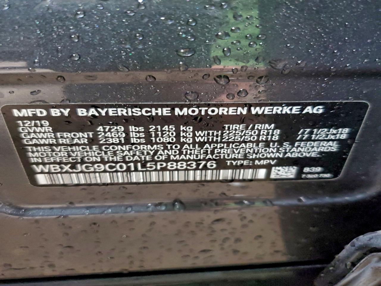 2020 BMW X1 xDrive28I VIN: WBXJG9C01L5P88376 Lot: 94443605