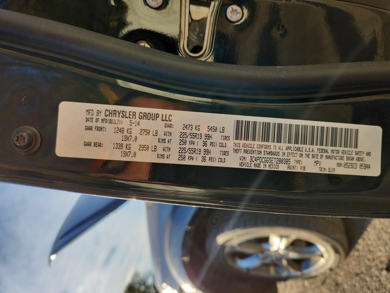 2014 Dodge Journey Crossroad VIN: 3C4PDCGG5ET280385 Lot: 91699935