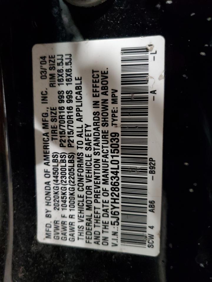 2004 Honda Element Ex VIN: 5J6YH28634L015039 Lot: 91111275