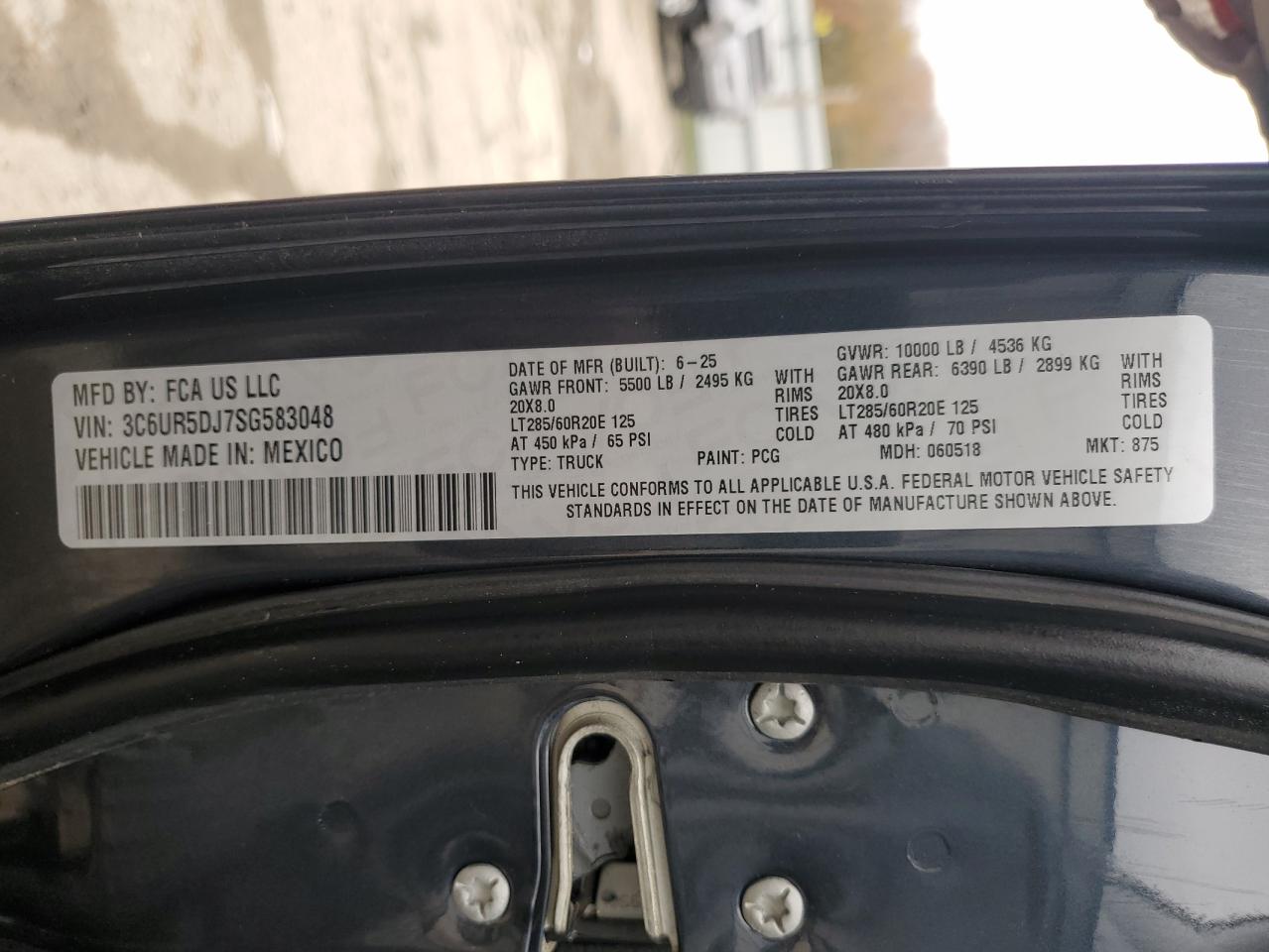 2025 Ram 2500 Big Horn VIN: 3C6UR5DJ7SG583048 Lot: 93838345