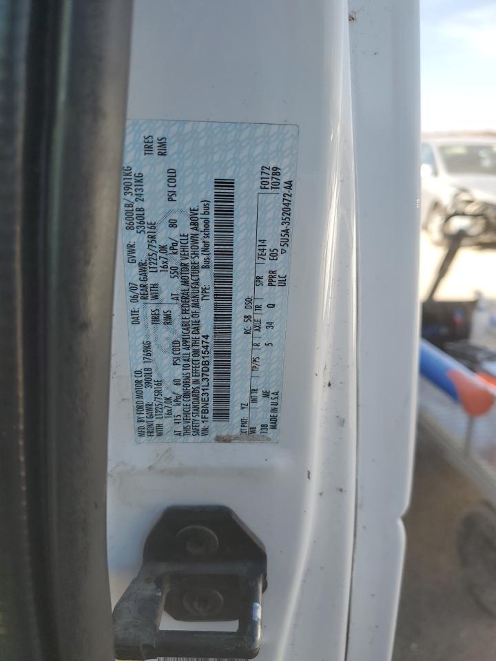 2007 Ford Econoline E350 Super Duty Wagon VIN: 1FBNE31L37DB15474 Lot: 92823215