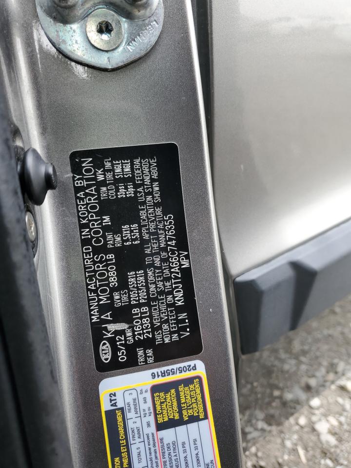 2012 Kia Soul + VIN: KNDJT2A66C7476355 Lot: 92244315