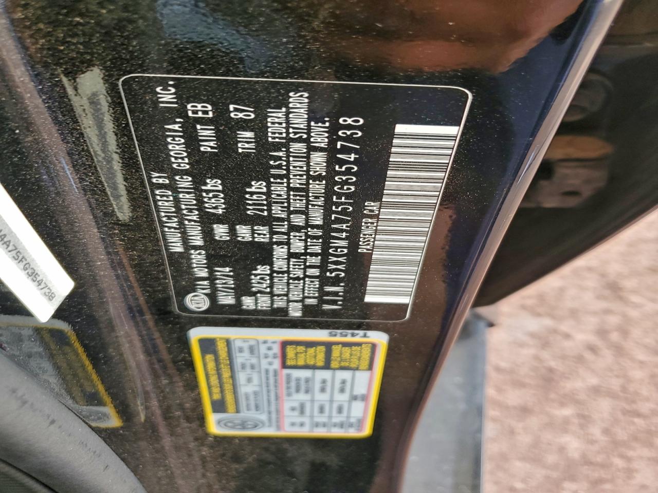 2015 Kia Optima Lx VIN: 5XXGM4A75FG354738 Lot: 94415055