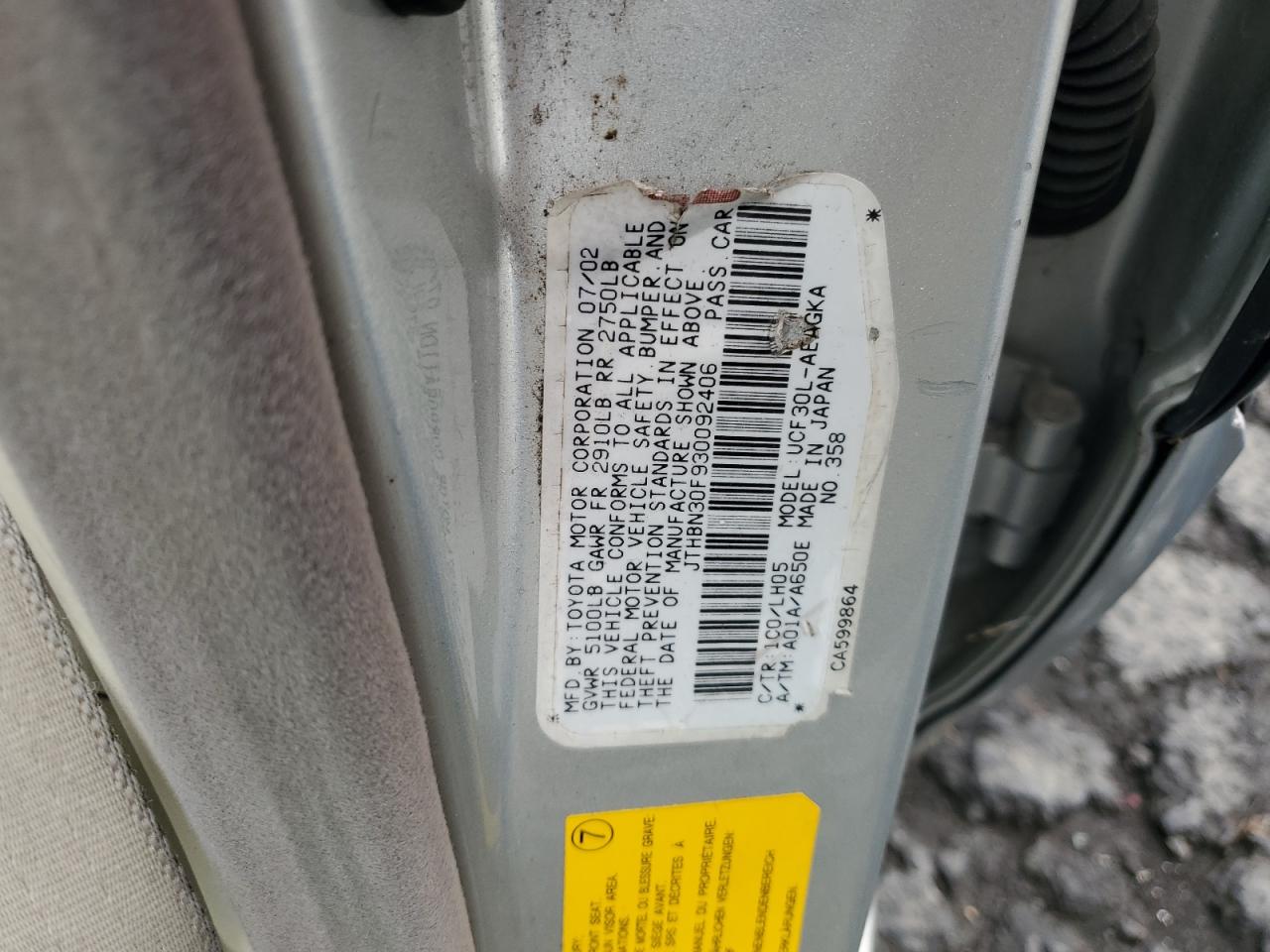 2003 Lexus Ls 430 VIN: JTHBN30F930092406 Lot: 91353445