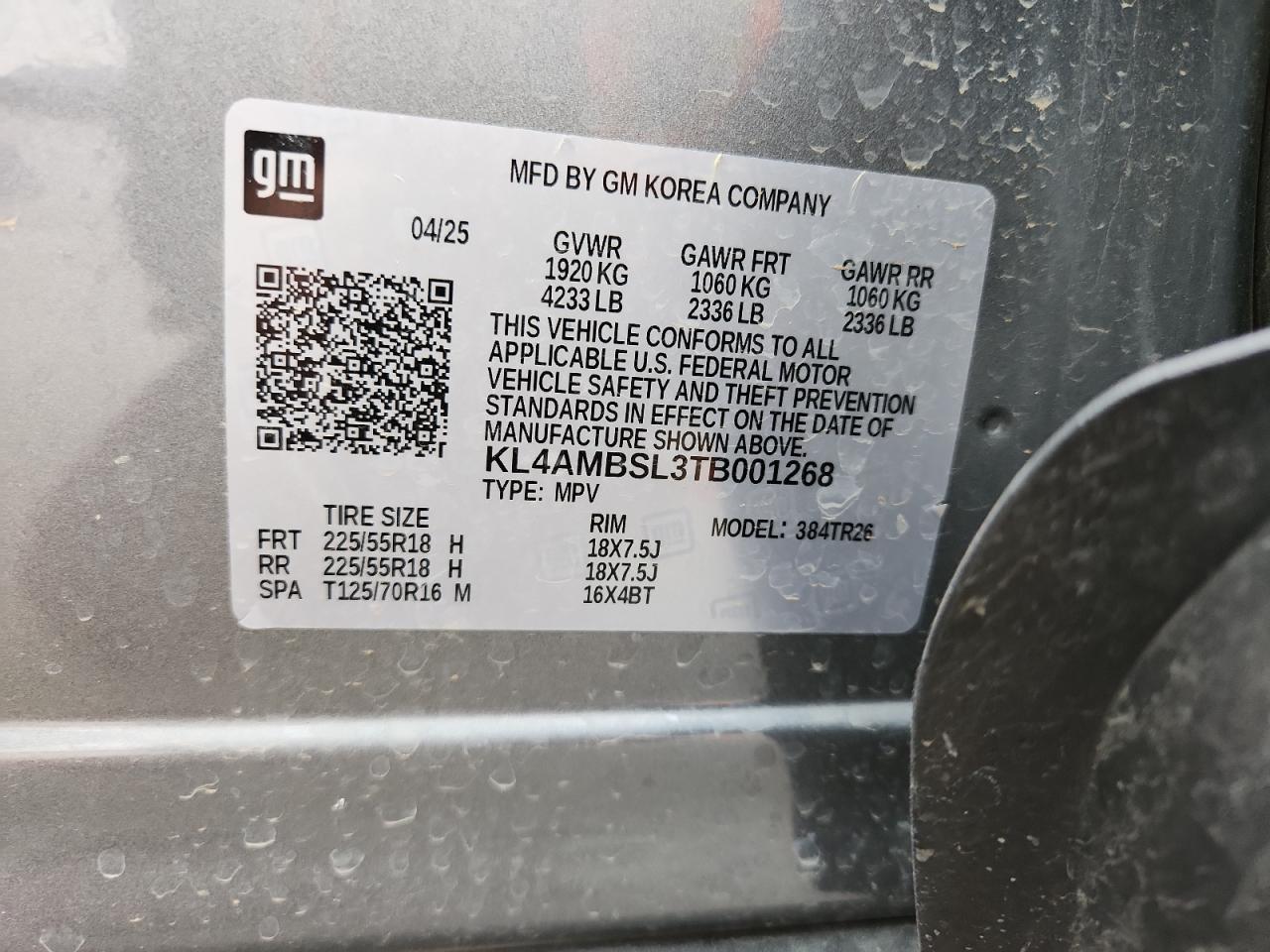 2026 Buick Encore Gx Preferred VIN: KL4AMBSL3TB001268 Lot: 93370505