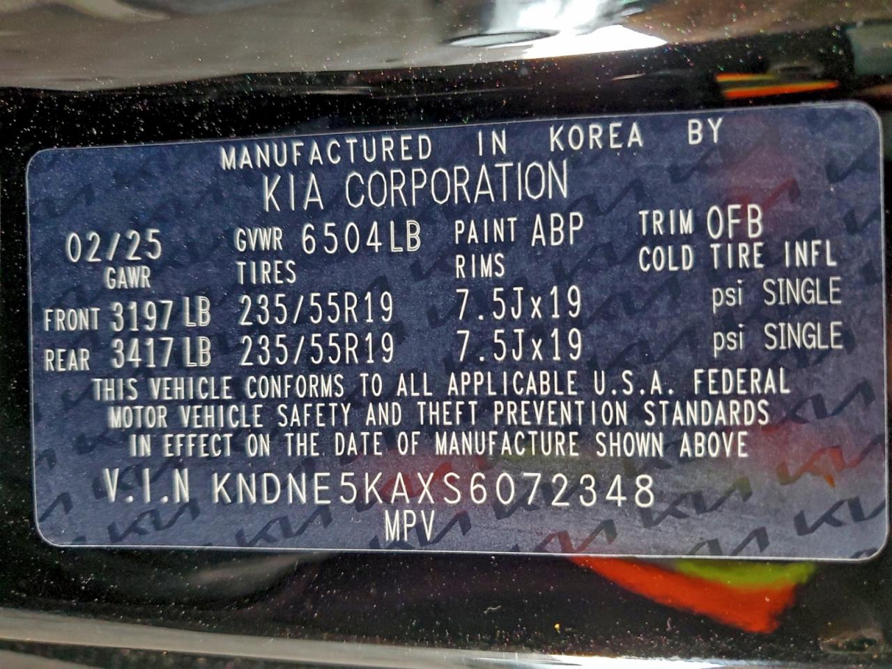 2025 Kia Carnival Sx VIN: KNDNE5KAXS6072348 Lot: 94537555