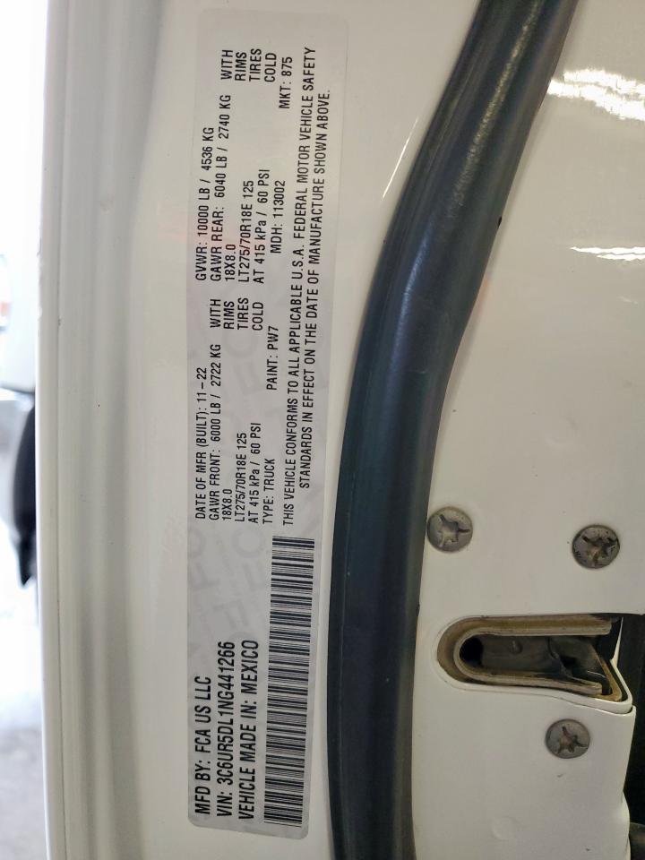 2022 Ram 2500 Big Horn/Lone Star VIN: 3C6UR5DL1NG441266 Lot: 93633375