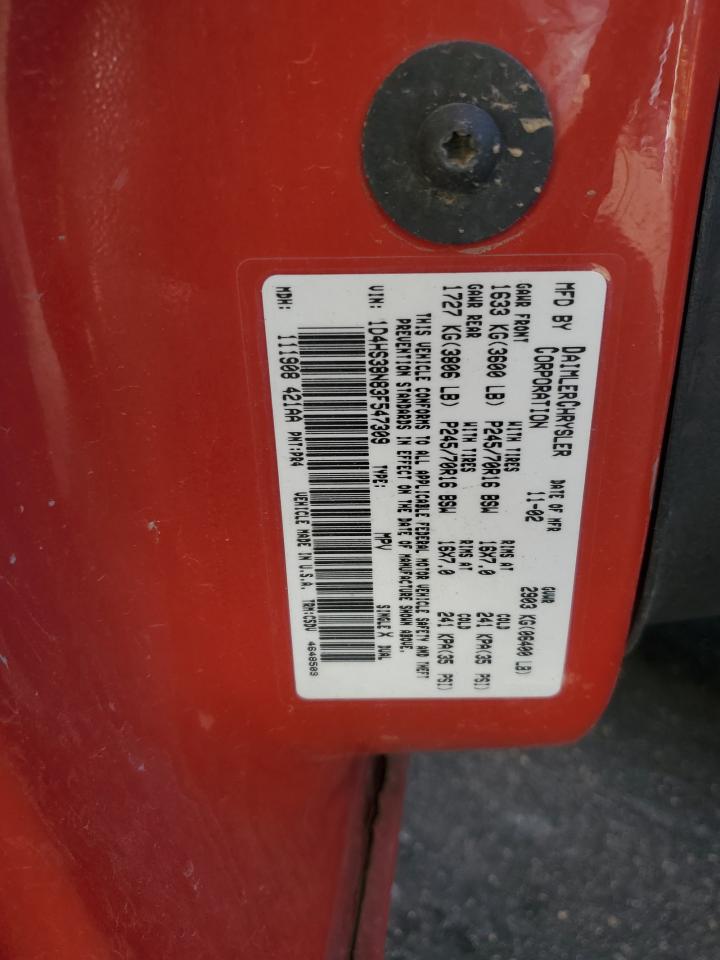 2003 Dodge Durango Sport VIN: 1D4HS38N83F547309 Lot: 92850835