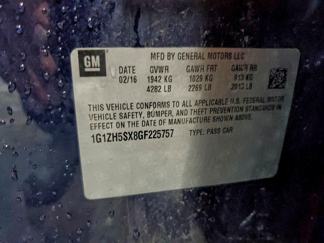 2016 Chevrolet Malibu Premier VIN: 1G1ZH5SX8GF225757 Lot: 71603295
